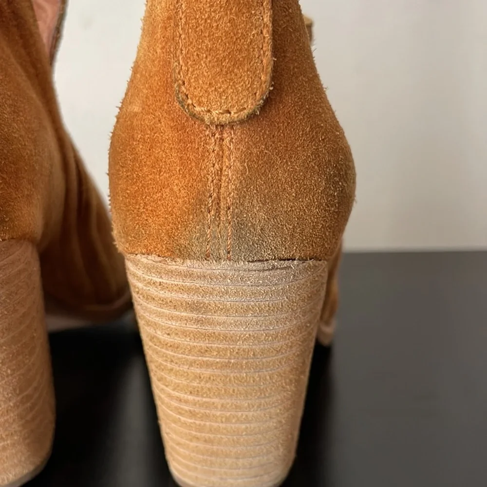 Jeffrey Campbell suede chunky heel boots or booties ankle boots caramel color - Picture 3 of 13